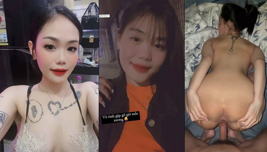 Em nằm im banh mông ra để nhận từng cú dập lút cán